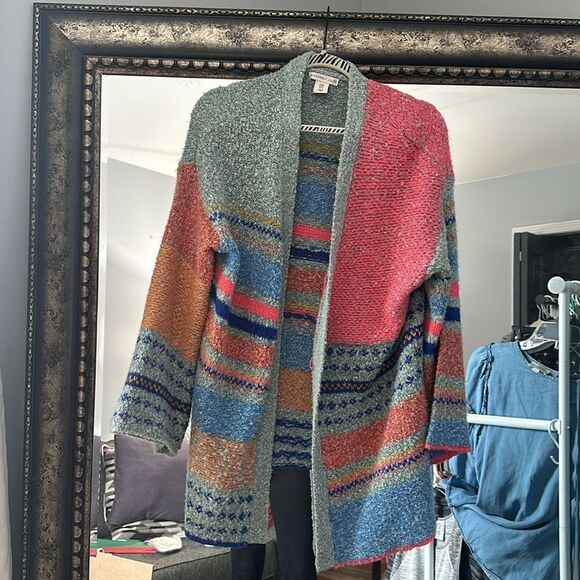 Sincerely Jules Colorful Patchwork Sweater Cardigan Size M - Picture 1 of 5